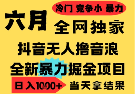 25年6月高爆抖音无人直播最新撸音浪掘金项目，小白可做，无脑日入1k+，门槛低可批量矩阵【揭秘】-知行创·网创