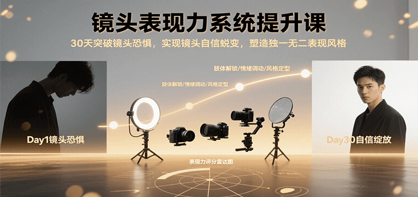 镜头表现力系统提升课，30天突破镜头恐惧实现自信蜕变，塑造独一无二表现风格-知行创·网创