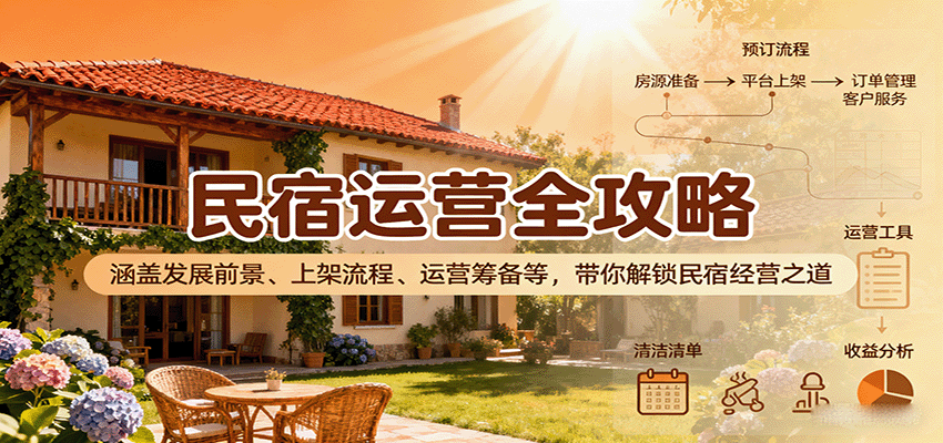 民宿运营全攻略：涵盖发展前景、上架流程、运营筹备等，带你解锁民宿经营之道-知行创·网创