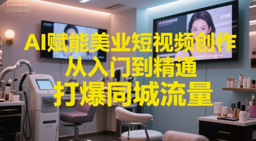 AI赋能美业短视频创作，从入门到精通，打爆同城流量，超级AI工具短视频实操落地-知行创·网创