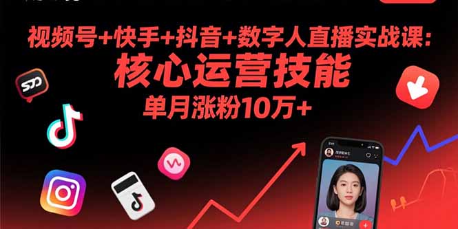 视频号+快手+抖音+数字人直播实战课(9月-知行创·网创