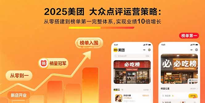 2025美团 大众点评运营策略:从零搭建到榜单第一完整体系,实现业绩10倍增长-知行创·网创