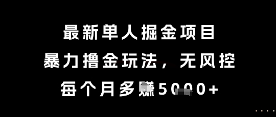 最新单人掘金项目，暴力撸金玩法，无风控，每个月多挣5k+【揭秘】-知行创·网创