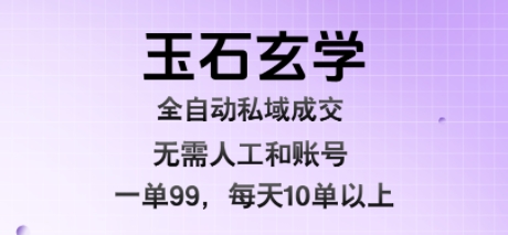 玉石玄学全自动私域成交，一单99每天十单以上，无需人工和矩阵账号，蓝海项目直接干【揭秘】-知行创·网创
