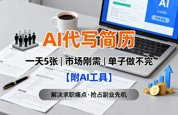 AI代写简历，一天5张，今年找工作难，市场刚需，单子做不完【附AI工具】-知行创·网创