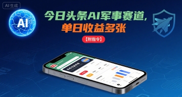 今日头条AI军事赛道，单日收益多张 ，手机可做【附指令】-知行创·网创