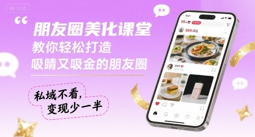 朋友圈美化课堂，教你轻松打造，吸睛又吸金的朋友圈，私域不看，变现少一半-知行创·网创