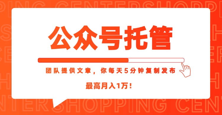 【公众号托管 】我提供文章，你每天５分钟复制发布，最高月入1W-知行创·网创