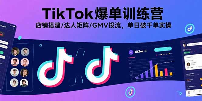 TikTok爆单训练营，店铺搭建/达人矩阵/GMV投流，单日破千单实操-知行创·网创