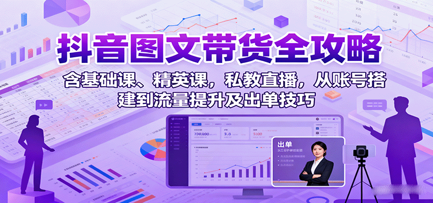 抖音图文带货全攻略：含基础课、精英课，私教直播，从账号搭建到流量提升及出单技巧-知行创·网创