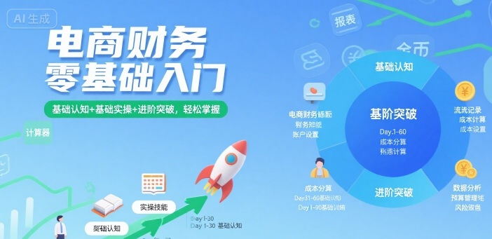 电商财务零基础入门，基础认知+基础实操+进阶突破，轻松掌握-知行创·网创
