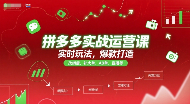 拼多多实战运营课，实时玩法，爆款打造，改销量，补大单，AB单，直播等(更新2025月)-知行创·网创