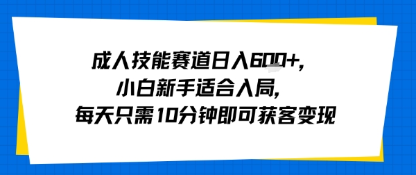 成人技能赛道日入多张，小白新手适合入局，每天只需10分钟即可获客变现-知行创·网创