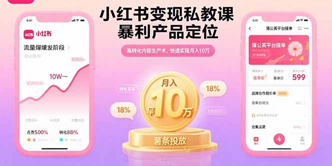 小红书变现私教课，暴利产品定位，高转化内容生产术，快速实现月入10万-知行创·网创