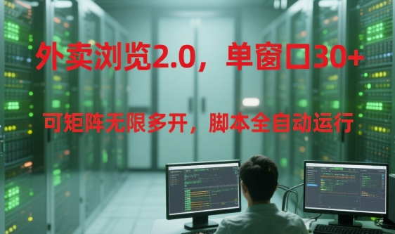 外卖浏览2.0，单窗口30+可矩阵无限多开，脚本全自动运行【揭秘】-知行创·网创