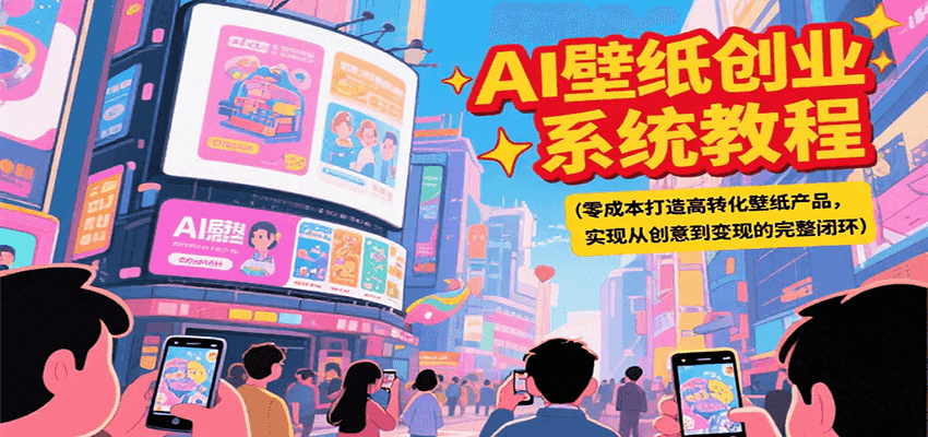AI壁纸创业系统教程，零成本打造高转化壁纸产品，实现从创意到变现的完整闭环-知行创·网创