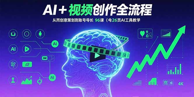 AI+短视频创作全流程：从创意策划到账号增长，96节课(含26项AI工具教学-知行创·网创