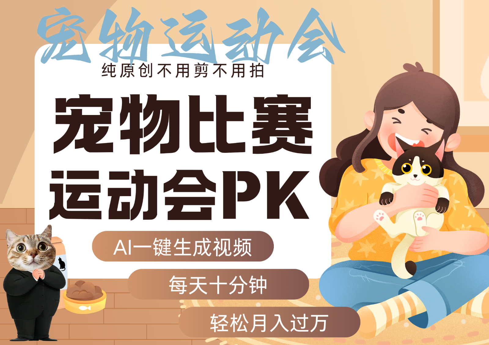 AI萌宠运动员跳水 射击 篮球 足球比赛 每天十分钟 附详细提示词文案库 代替做…-知行创·网创