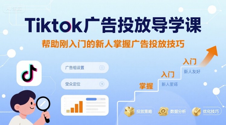 Tiktok广告投放导学课，帮助刚入门的新人掌握广告投放技巧-知行创·网创