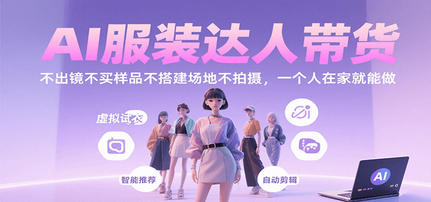 AI服装达人带货，不出镜不买样品不搭建场地不拍摄，一个人在家就能做-知行创·网创