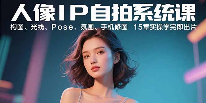 人像IP自拍系统课：构图、光线、Pose、氛围、手机修图 15章实操学完即出片-知行创·网创